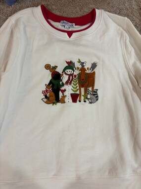 Liberty Lane Woodland Animal Christmas Embroidered Sweatshirt